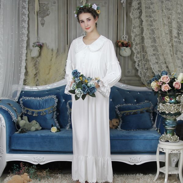 

long sleeve nightgown loose nightdress autumn vintage homewear dress sleepwear yellow white nightgowns, Black;red