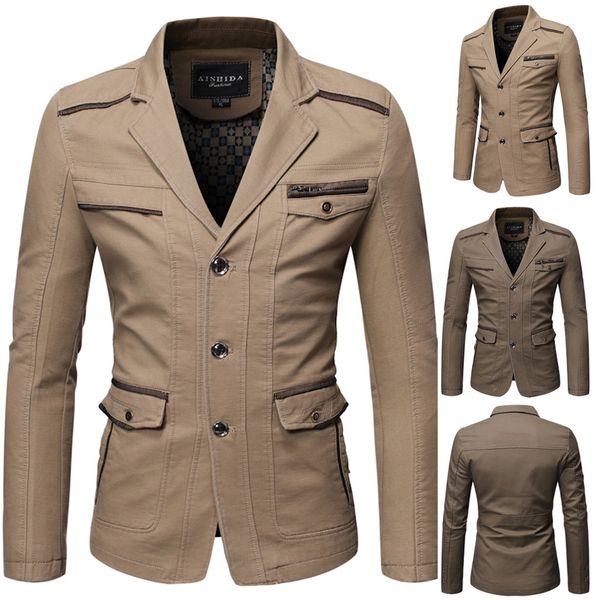 

новый стиль для мужчин в осенние и зимние моды simple pure color coat, Black;brown