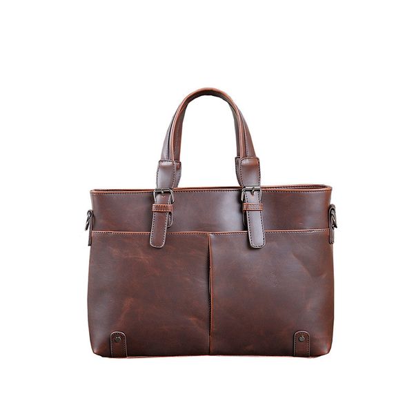 

men soft pu leather black briefcase business handbag messenger bags male vintage shoulder bag men's large laptravel bags hot