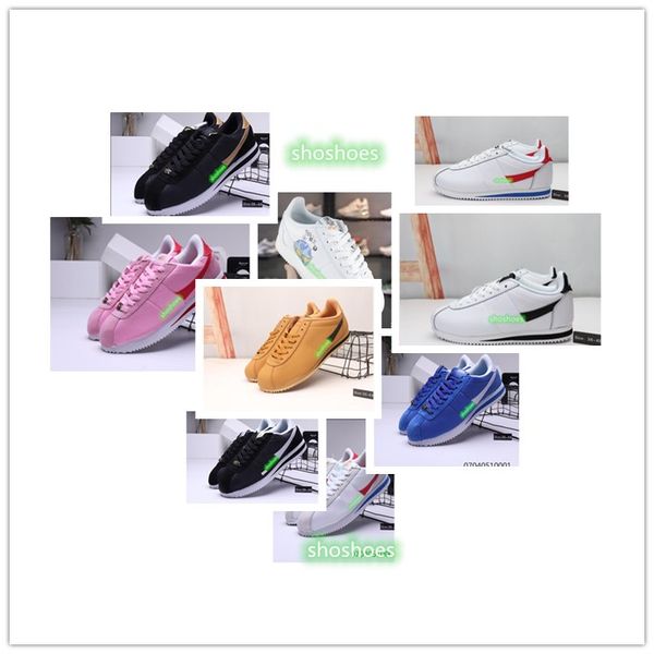 

2019 new fashion cortez basic leather fashion casual shoes men's and women's black white red new color matching gold skateboard ca