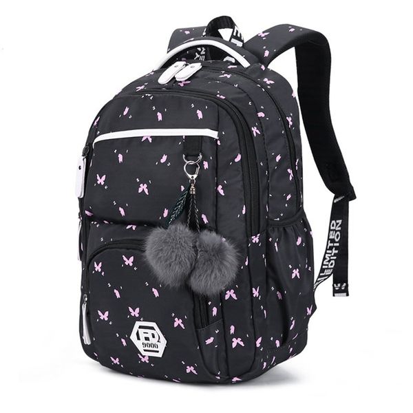 

fengdong cute school bags for teenage girls school backpack for girls fur ball decoration bags schoolbag