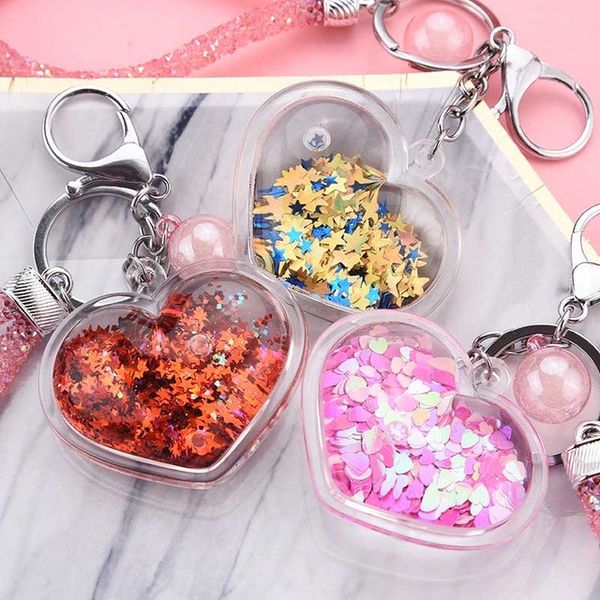 

love keys keychain fantasy girl keychain flash liquid star keychain car key pendant creative birthday gift, Silver
