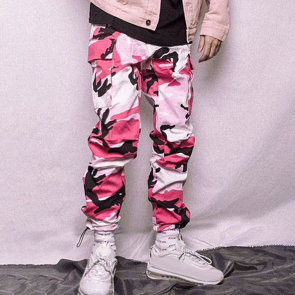 

fashion pants men's street wear sports trousers loose pocket camouflage overalls casual boy pants, Black