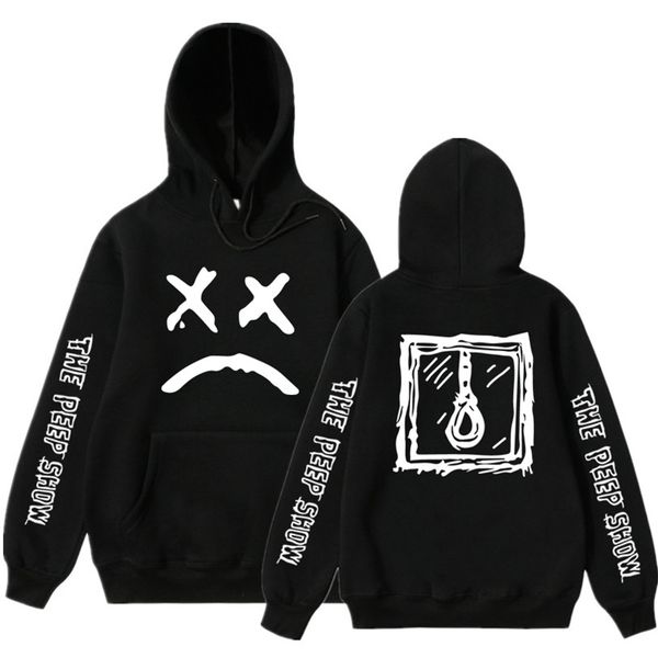 

lil peep funny printed hoodies 2019 new sweatshirts plus sizes for men casual fleece streetwear hoodies cry baby lil peep s-3xl, Black
