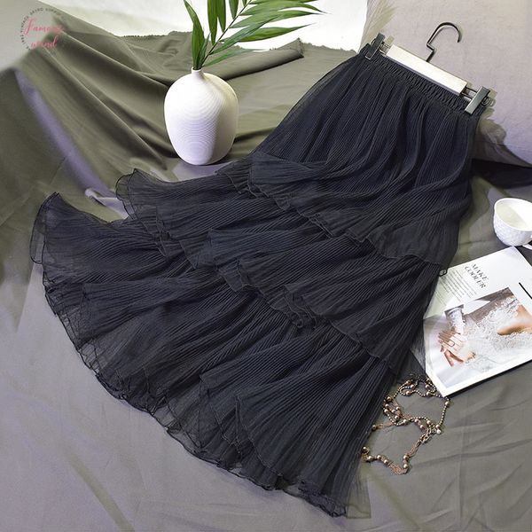 

2020 trend tutu skirt long tulle mesh layered midi pleated skirt for women white black festival vantage slim a line skirt