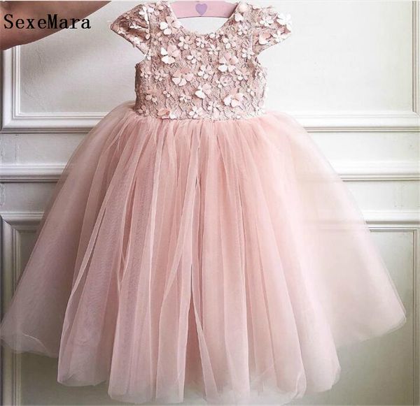 

cute infant toddler clothes lace tulle baby girl first birthday party dress children pageant gown cap sleeves, Red;yellow