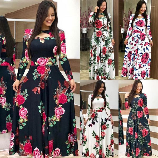 

spring new casual dresses 5xl plus size women flower long dress summer 2020, Black;gray