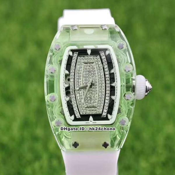 

watches rm07-02 miyota automatic green sapphire womens watch diamonds dial rubber strap ladys wristwatches, Slivery;brown