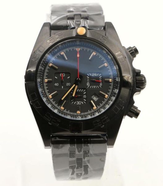 

famous brand avenger 45mm full black stainless steel quartz chronograph mens watch watches mens wristwatches rotatable bezel, Slivery;brown
