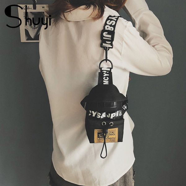 

women's fanny pack letter chest bag hip hop banana belt bag mini shoulder crossbody bags female nylon waist bags purse pocket