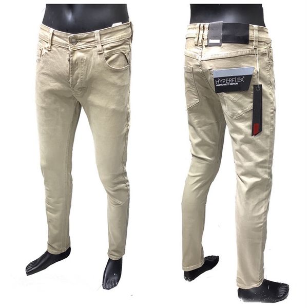 

19ss летних французского твердые классический стиль джинсы slim fit motorcycle biker denim повседневный дизайнер размер hop мужские джинсы л, Blue