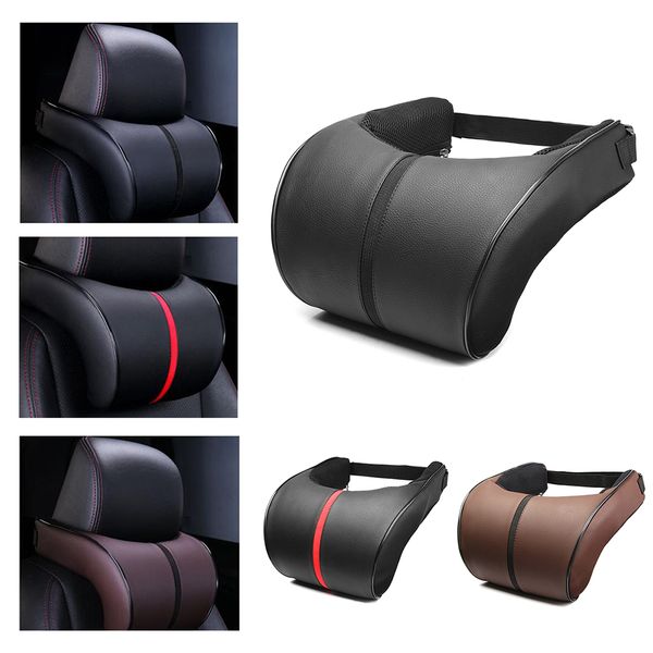 

car neck pillow pu leather soft fiiling memory foam pillow seat neck rest cushion travel car accessories