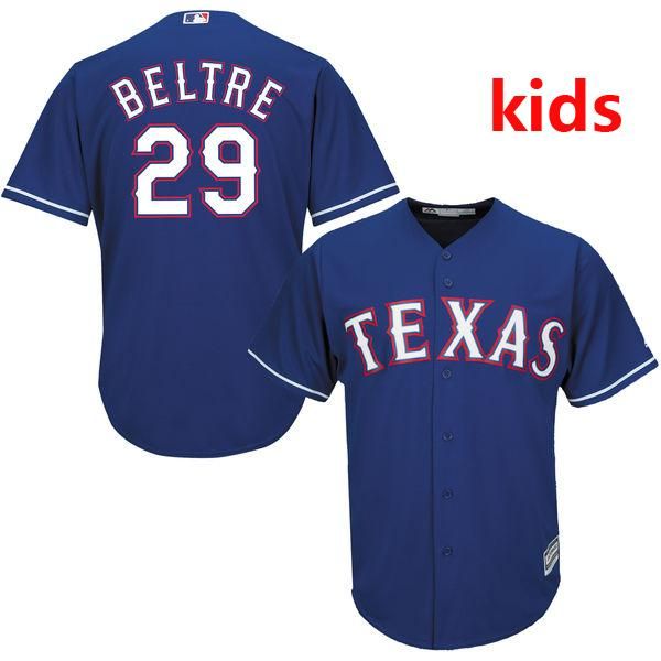 

youth/ kid's texas adrian beltre royal cool base baseball jersey, Black;blue