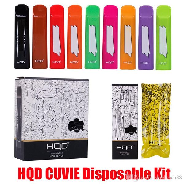 

original hqd cuvie disposable pod device kit 280mah battery 1.5ml cartridge empty vape pen starter kits 100% authentic