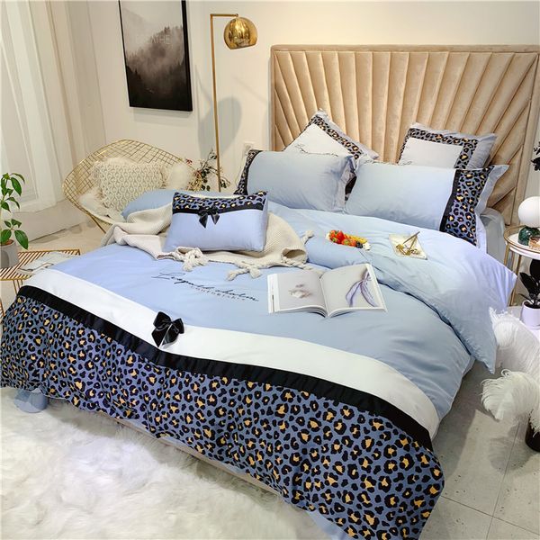 

princess-style leopard cotton 60 pieces of long-staple cotton embroidery cotton pink quilt bedding wholesale bedding sets