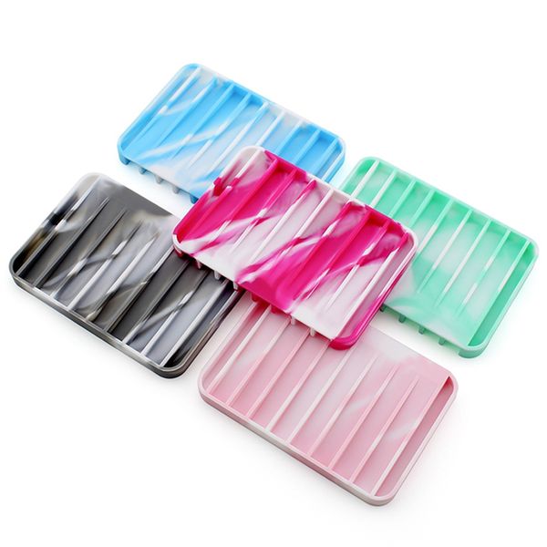 

camouflage silicone soap dish plate non-slip bathroom soap holder storage soap rack fashion soaps box case for bath shower dbc vt0604
