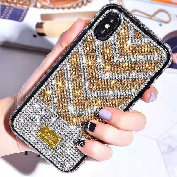 

luxury designer apple case glitter anti-slip for iphone 11 pro max 6 7 8 plus fashion tpu+pc full-diamond defender protection back cover