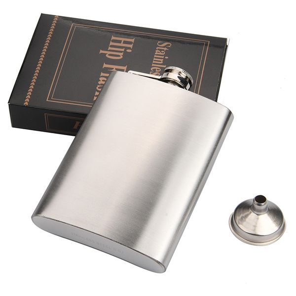 

8oz stainless steel hip flask with funnel camping portable outdoor flagon whisky stoup wine pot alcohol bottles hip flasks drop shipping