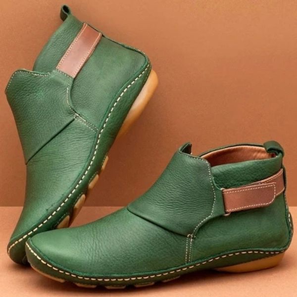 

women winter snow boots genuine leather ankle autumn soft flat shoes woman short brown boots 2019 for women slip-on, Black