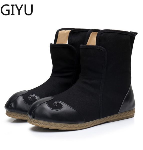 

2019 chinese clothes, improved cloth boots, and chinese style men's boots, official monk zen boots, Black