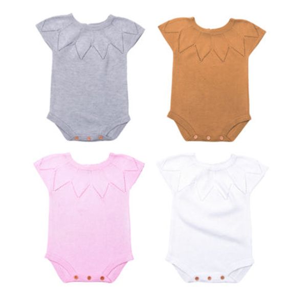 

2018 newborn baby boy girl knitting wool bodysuit jumpsuit outfits babys summer fashion round neck clothes baby clothing sets, Blue
