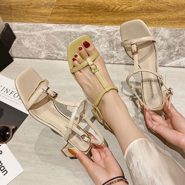 

2020 летняя распродажа обуви сандалии женские ремни open toe all-match high heels костюм женский бежевый мед ladies lady узелок, Black