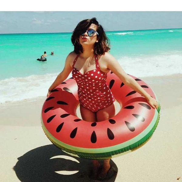 

watermelon inflatable swimming ring large life buoy hawaii summer fun pool beach party decoration supplies kids float toys