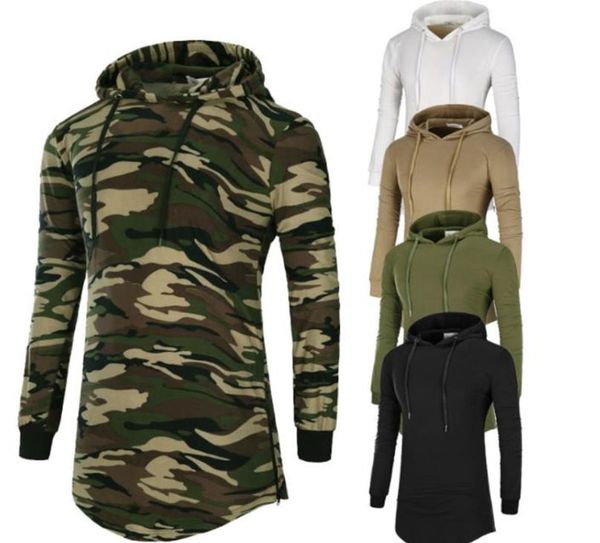 

mens designer t shirts spring long sleeve camouflage hooded loose mens casual solid color male tees, White;black