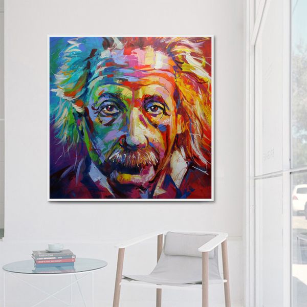 

albert einstein portrait oil painting on canvas wall art pictures for living room bedroom study modern decoration 191006