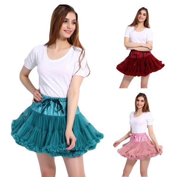 

women's elastic waist multi-layer tulle tutu short skirt petticoat underskirt wedding dress accessories, Black;red