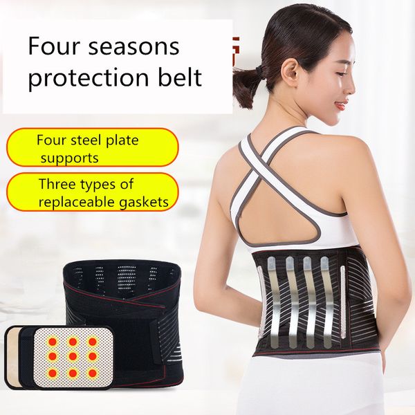 

new women promotion sport accessories back support brace belt lumbar lower waist double adjust back pain relief waist support, Black;gray