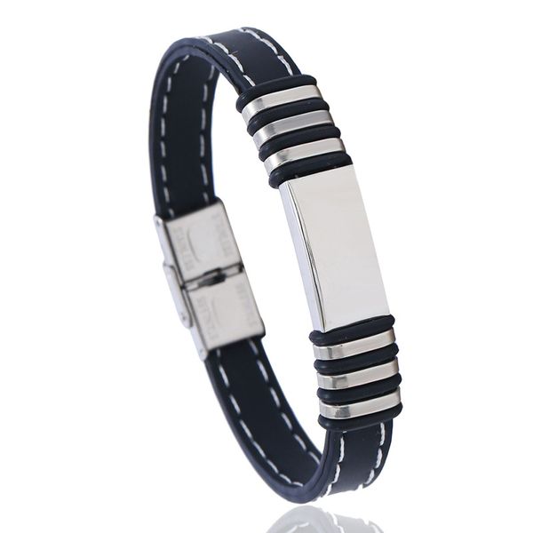 

new fashion stainless steel punk bangle for men fashion silicone charm bracelets wristband jewelry ing, Golden;silver
