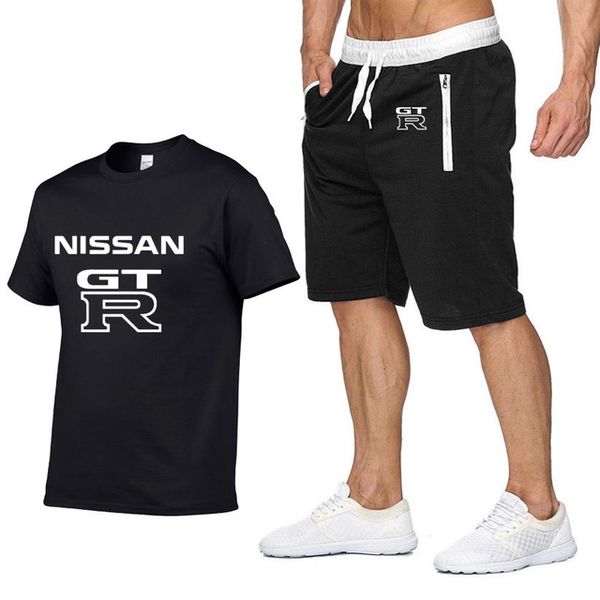 

mens short sleeve for gtr car summer t shirt hip hop harajuku t-shirt cotton t shirts pants suit sportswear, Gray