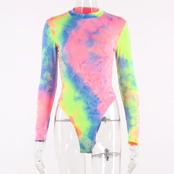 

new women's fashion tie-dyed round neck long-sleeved jumpsuit, Black;white
