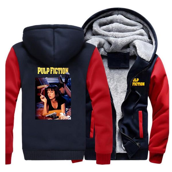 

movie pulp fiction mia wallace men winter jacket fleece thick warm mens jackets black hoodie sweatshirt hip hop cool sportswear