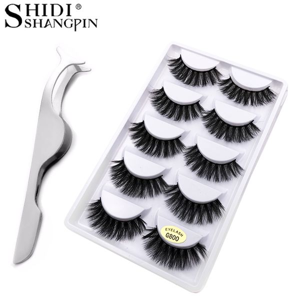 

shidishangpin 5 pairs lashes natural long 3d mink eyelashes 3d mink hair lashes tweezers kit fake eyelashes makeup