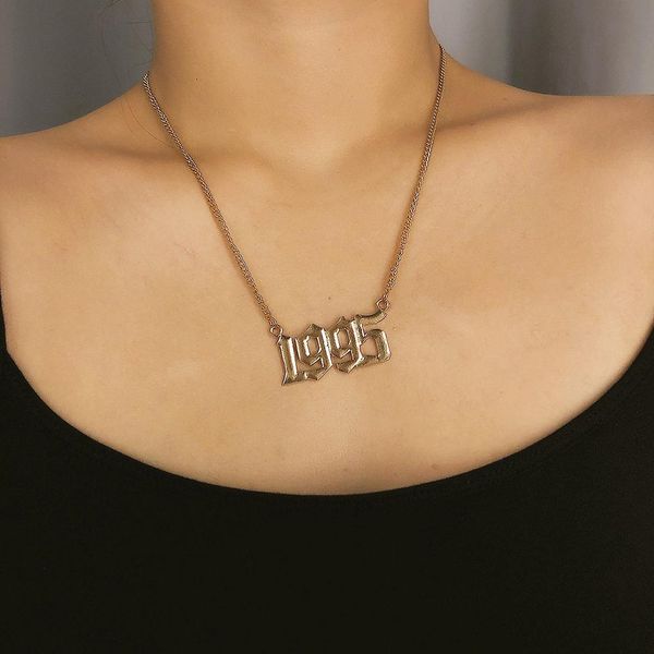 

fashion women roman numerals 1995 pattern pendant chain necklace jewelry gift new, Silver