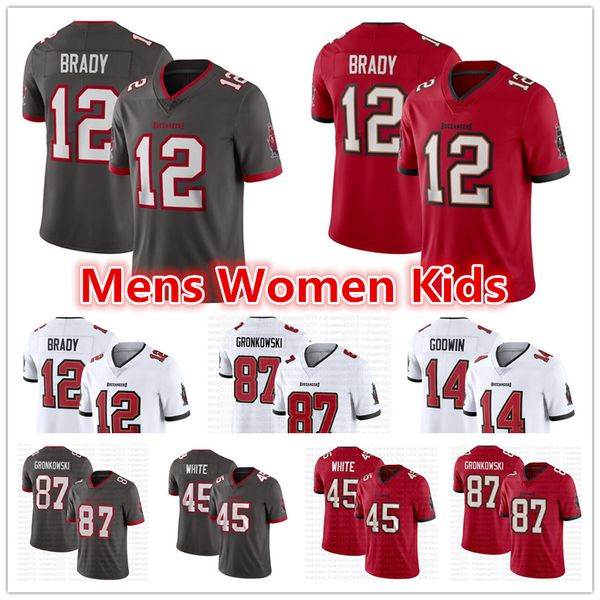 

12 tom brady mens women youth tampa bay rob gronkowski buccaneers jersey 13 mike evans 14 chris godwin devin white football jerseys, Black;red