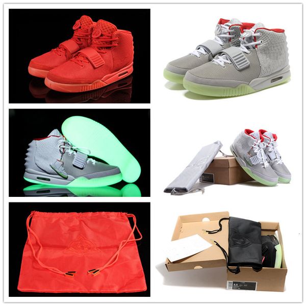 

updated 2018 classic kanye west 2 ii nrg red october basketball shoes for men's 2s glow green black grye red fashion sports sneakers us