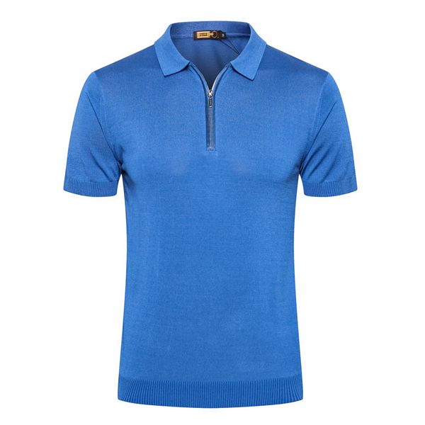 

zilli polo shirts silk snakeskin short sleeve men 2020 new summer thin business fashion lapel zipper big size m-5xl casual england, White;black