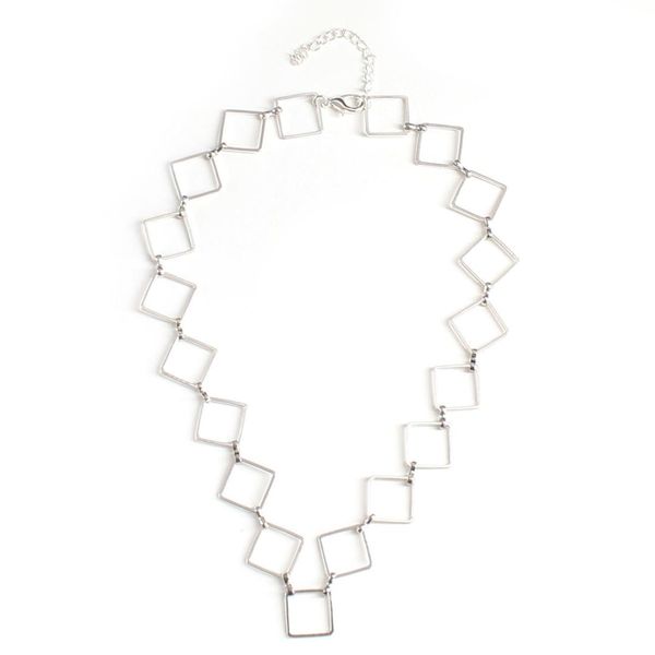 

ажурные шеи цепи ожерелье женщина творческий квадратный воротник цепи, Silver