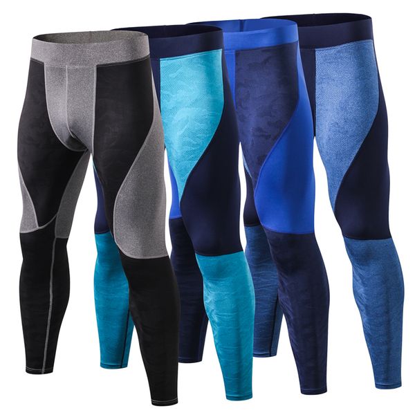 

men's running tights compression pants sports leggings fitness sportswear gym training pants skinny leggings, Black;blue