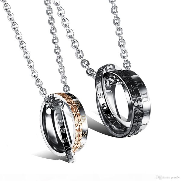 

пара eternal love letters ожерелье из нержавеющей стали камень подвески lover jewel black silver rose gold цвет валентина подарок gx456