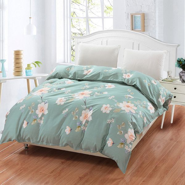 

new 100% cotton duvet cover printed colored plaid quilt case for bed twin full king queen size brief blue white flower style