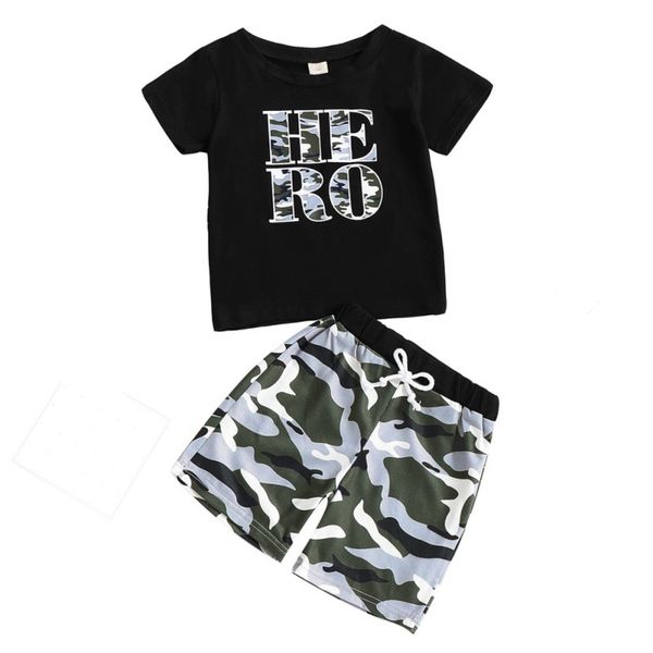 

baby clothes 2pcs set short sleeve t-shirt for boys camouflage pants legging baby boys clothes newborn set 0-3t, White