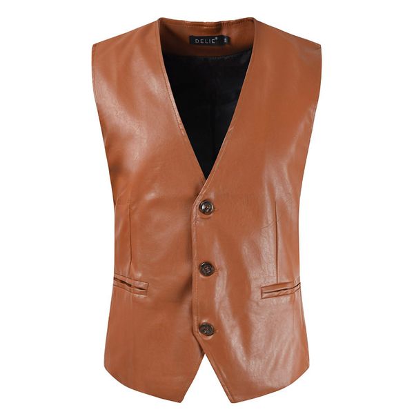 

markyi fashion 2019 casual leather waistcoat men slim fit leather vest men motorcycle pu vest, Black;white