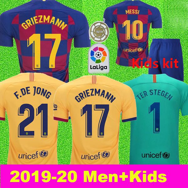 

19 20 barcelona men kid maillot barcelone occer jere ey cami eta de fÃºtbol bar me i de jong griezmann en emble de footbal