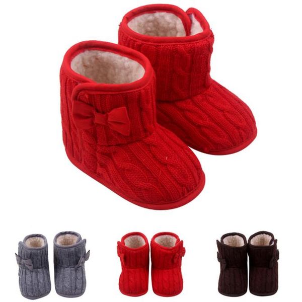 

baby schoenen bowknot soft sole winter warm woolen yarn shoes soft anti-slip sole boots bebek ayakkabi buciki dla niemowlat