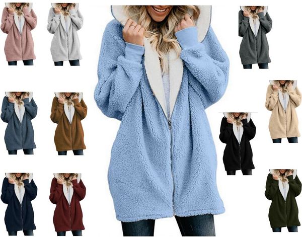 

new winter women's imitation fleece jacket hoodie coat fashion and casual outfit ladies clothing plus size s-5xl, Black