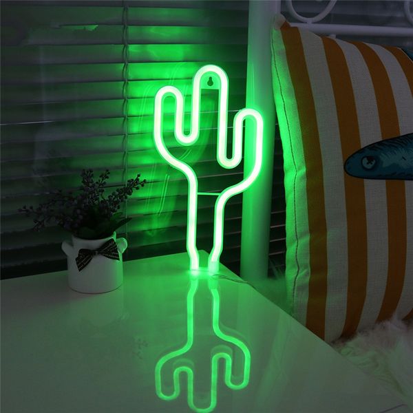 

green light neon lamp cactus shaped led night light home festival wedding decor
